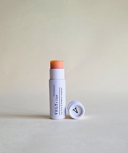 Natural Tinted Lip Balm "Blushing Rose" with Grapefruit - The Vely Soapery