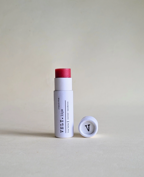 Natural Vegan Tinted Lip Balm "French Pink" with Carrot Oil - The Vely Soapery