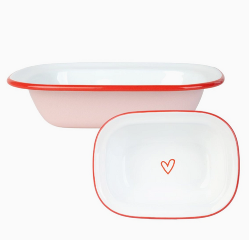 Heart Pink Oven Enamel Dish - 20cm | Valentines Decor - Talking Tables