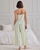 Linen Blend Scallop Edge Stripe Long Pyjama Set - Lilac - Chelsea Peers