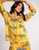 Satin Mustard Zebra Print Long Pyjama Set - Chelsea Peers