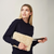 Clutch Bag with Wrist Strap - Cream Sheepskin - by Helen Moore