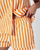 Organic Cotton Stripe Short Pyjama Set - Orange & White - Chelsea Peers