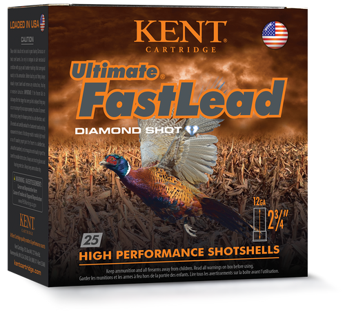 Kent Ultimate FastLead 12 Gauge 2-3/4 inch 1-1/2 oz shotshells box Kent Ultimate FastLead 12 Gauge 2-3/4 inch 1-1/2 oz shotshells box