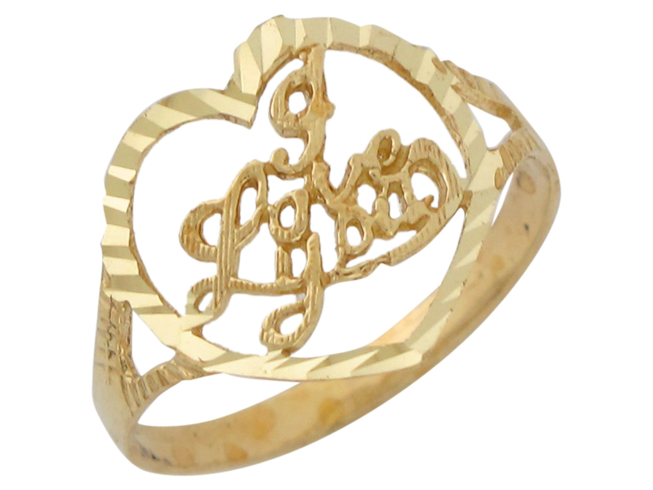 Ladies Diamond Cut Heart I Love You Ring (JL# R10120) - Jewelry 