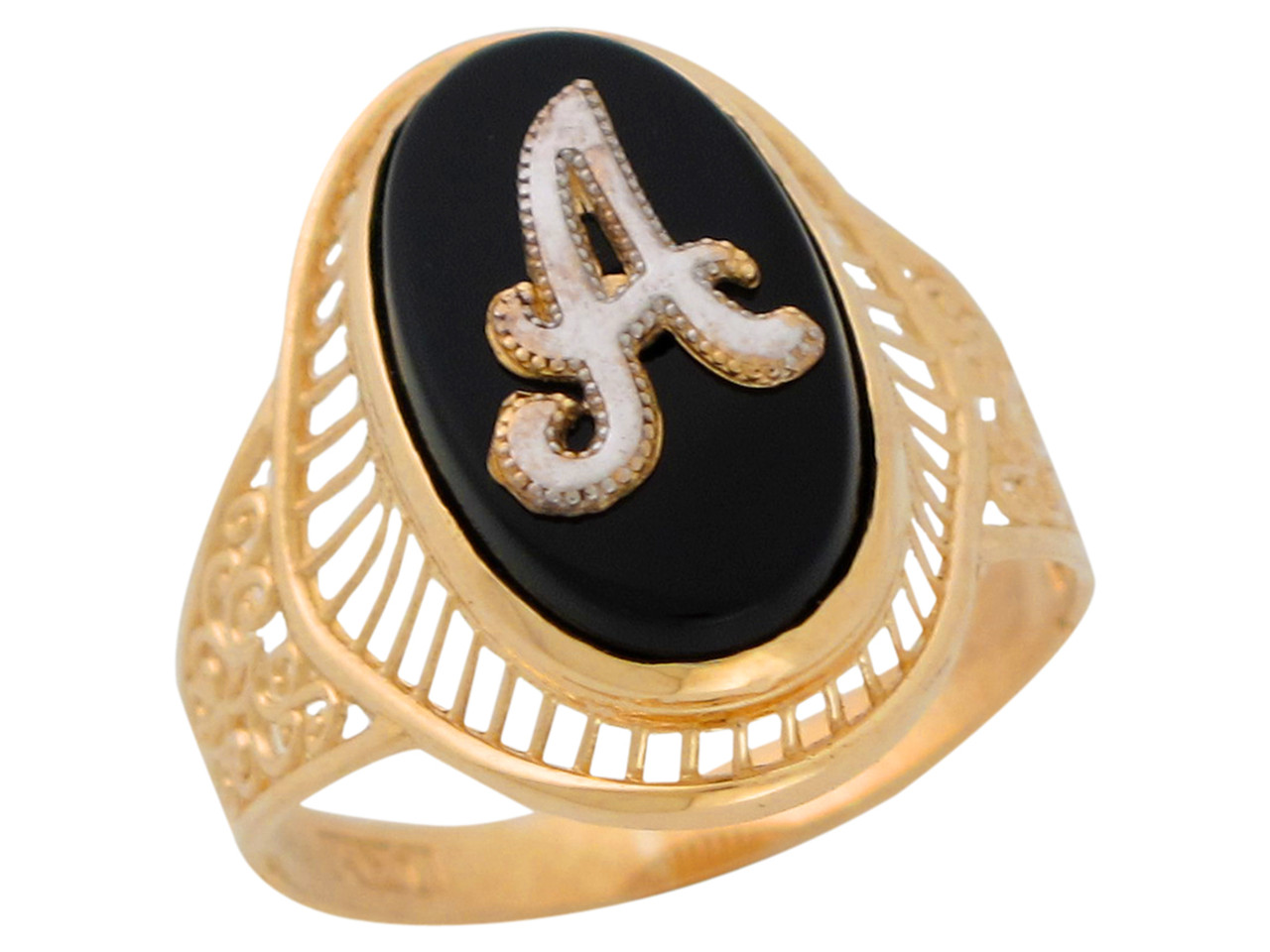 アクセサリー POINTLESS JOURNEY INITIAL RING - GOLD Real Gold Beautiful Filigree Band Oval Cursive Letter Z Initial