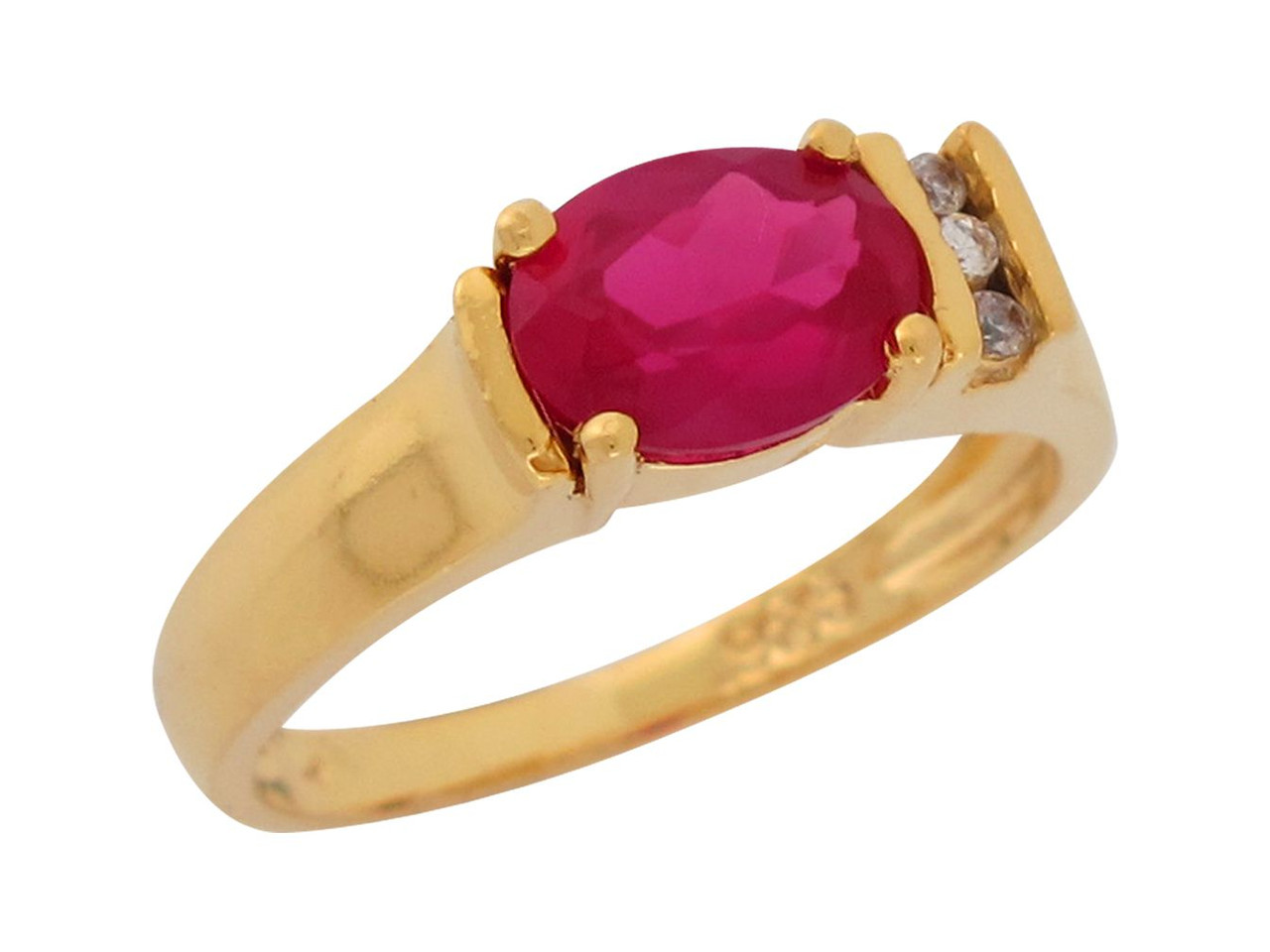 フラダンス Ruby Ring ʻŌhiʻa Lehua Ruby Ring in Two Tone Gold - 18mm