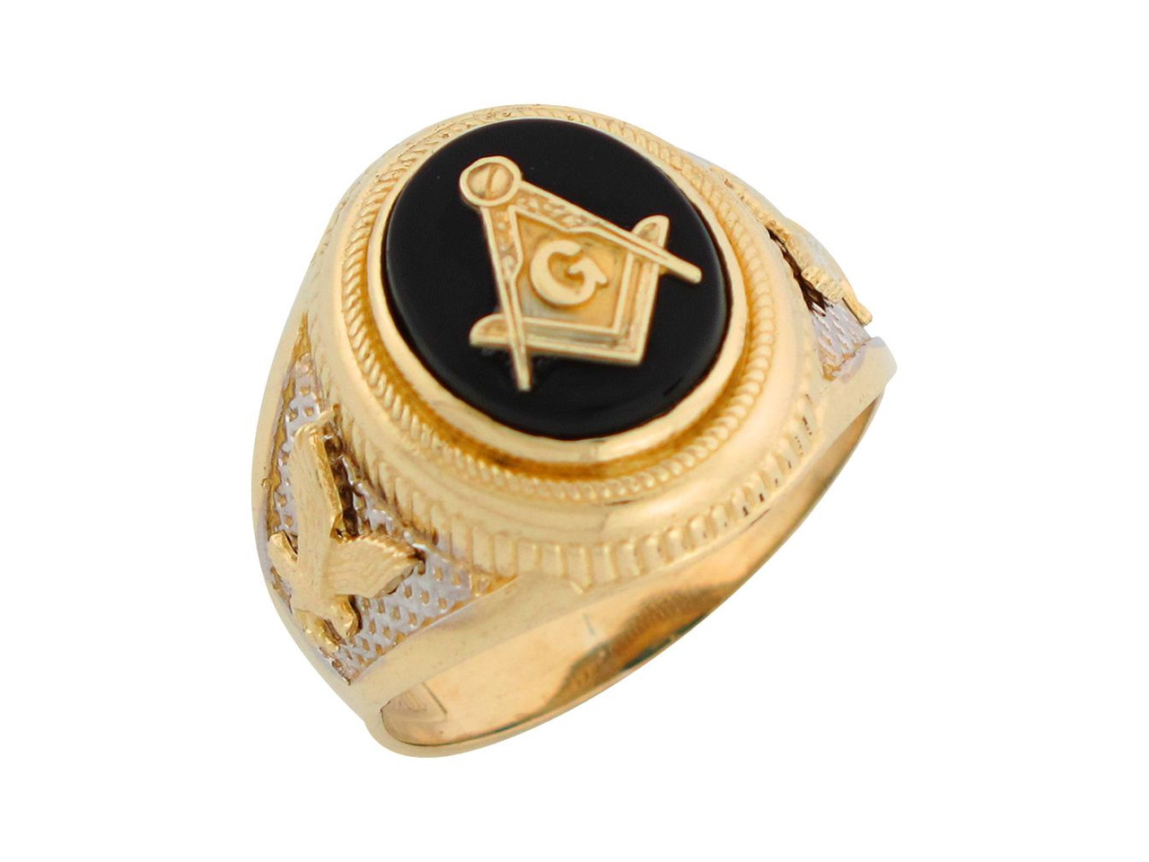 Solid Gold Freemason Band Ring Handcraft Mens Womens 