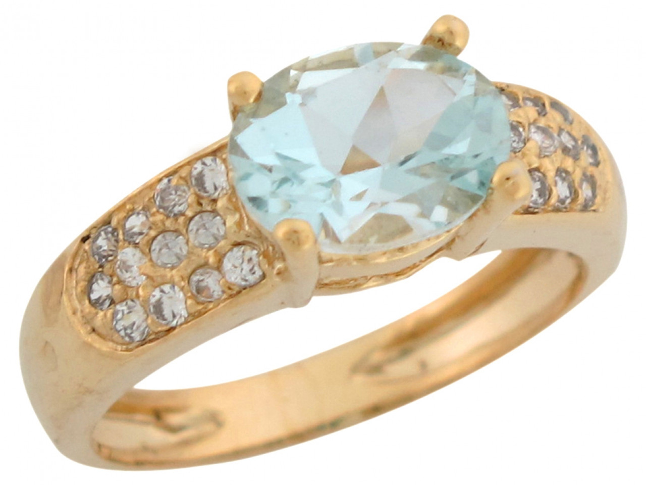 Oval Cut White CZ Accent Ladies Ring (JL# R7571) - Jewelry Liquidation