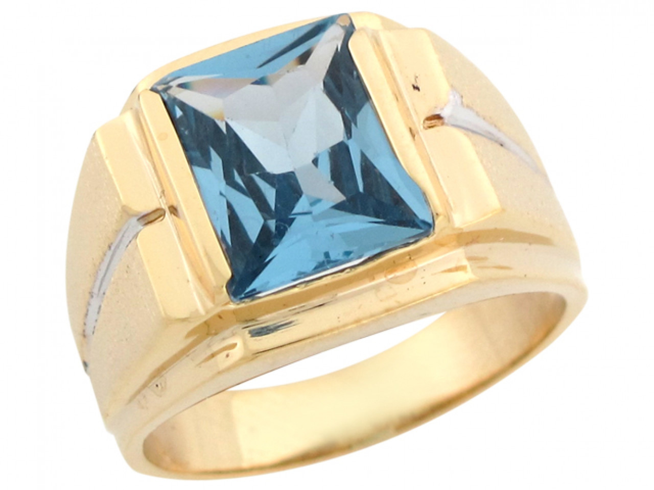 Two Tone Gold Birthstone Mens Ring (JL# R6634) - Jewelry