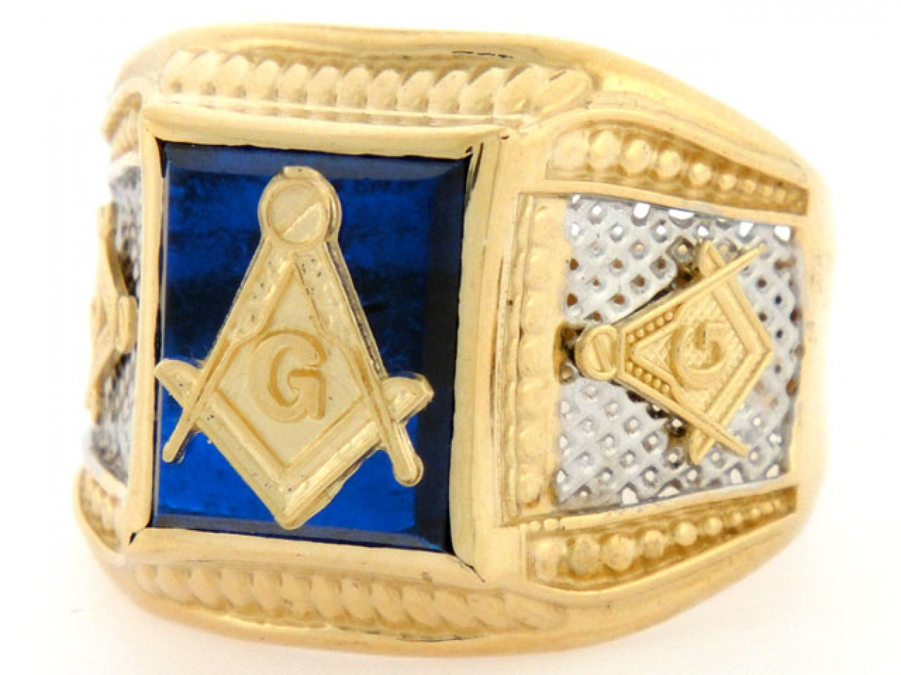 Solid Gold Freemason Band Ring Handcraft Mens Womens 