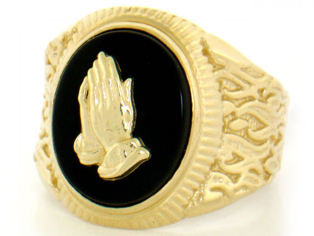 Solid Oval Praying Hands Mens Ring (JL# R2108) Jewelry Liquidation