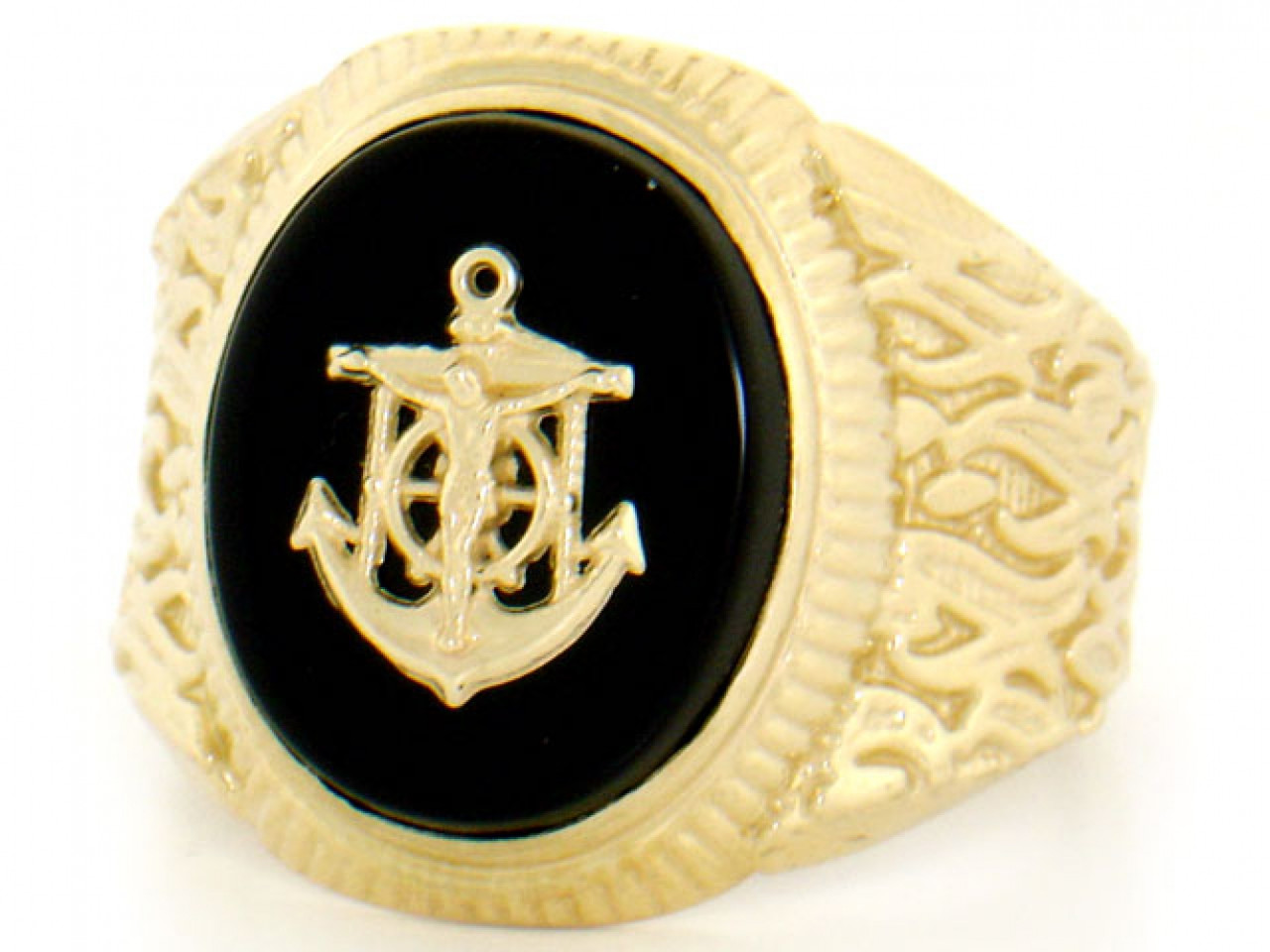 Solid Oval Anchor Mens Ring (JL# R2106)
