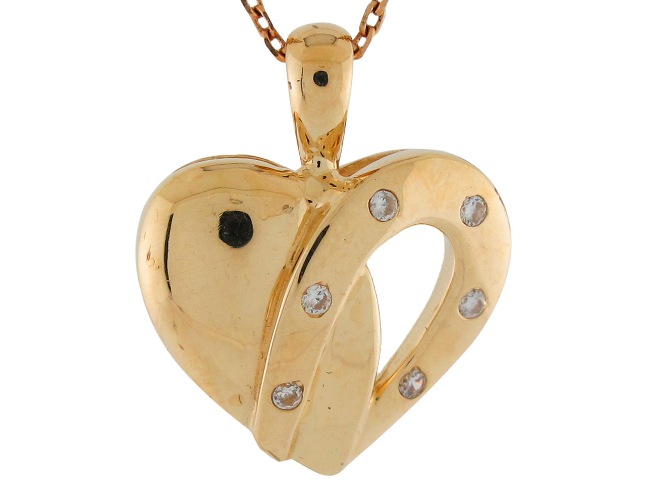Genuine White Diamond Accented Ladies Contemporary Heart Pendant