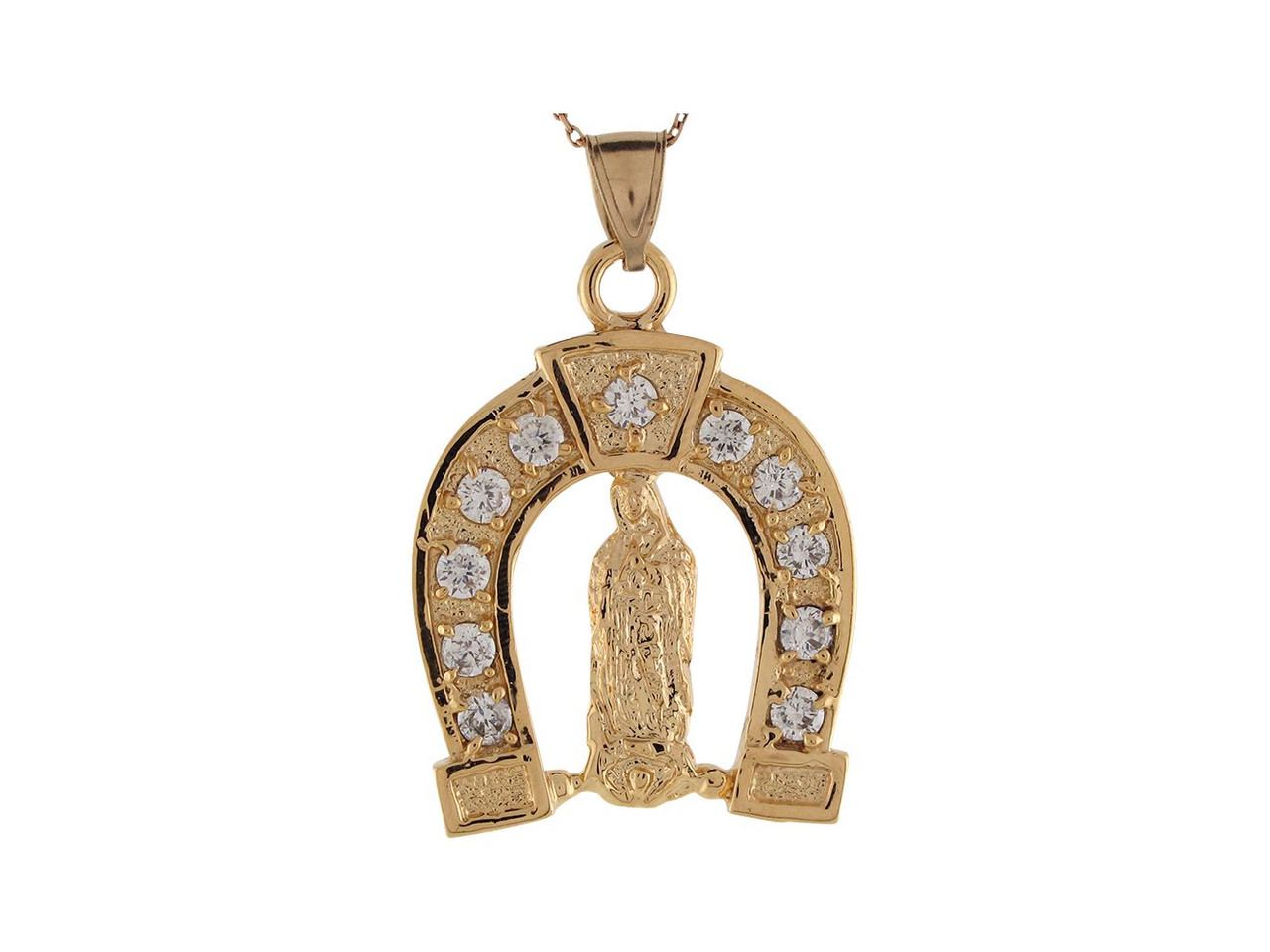 Lady Guadalupe Virgin Mary Horseshoe Charm Pendant (JL# P8736