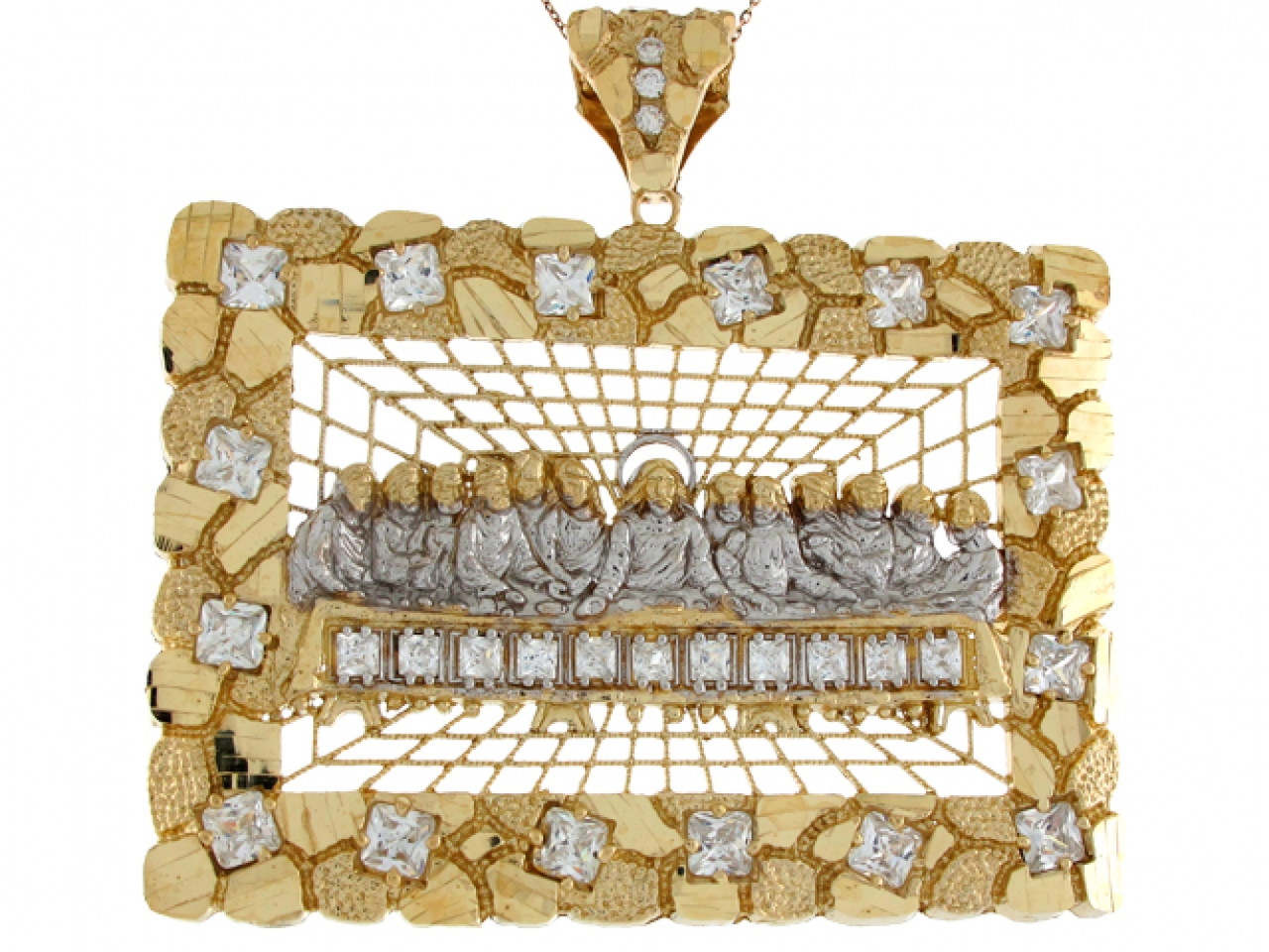 Real Two Toned Gold Last Supper x Religious Pendant