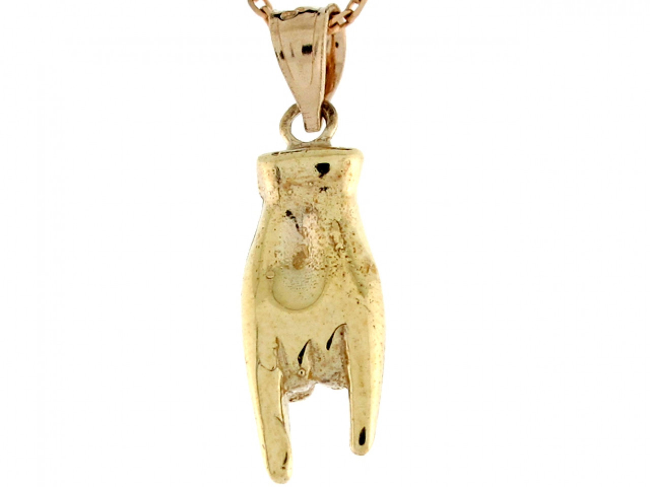 s*S様 希少 n.hollywood hand pendant Real 2.35cm Rock N Roll Devil Horns Hand Charm Pendant (JL# P4850
