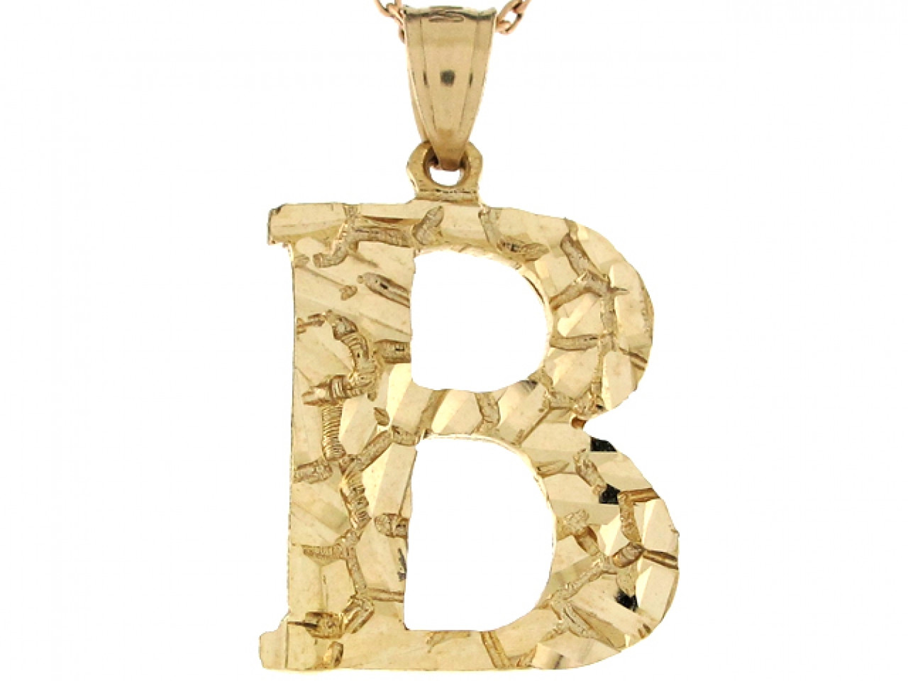 Diamond Letter B Pendant Necklace in 14k Yellow Gold