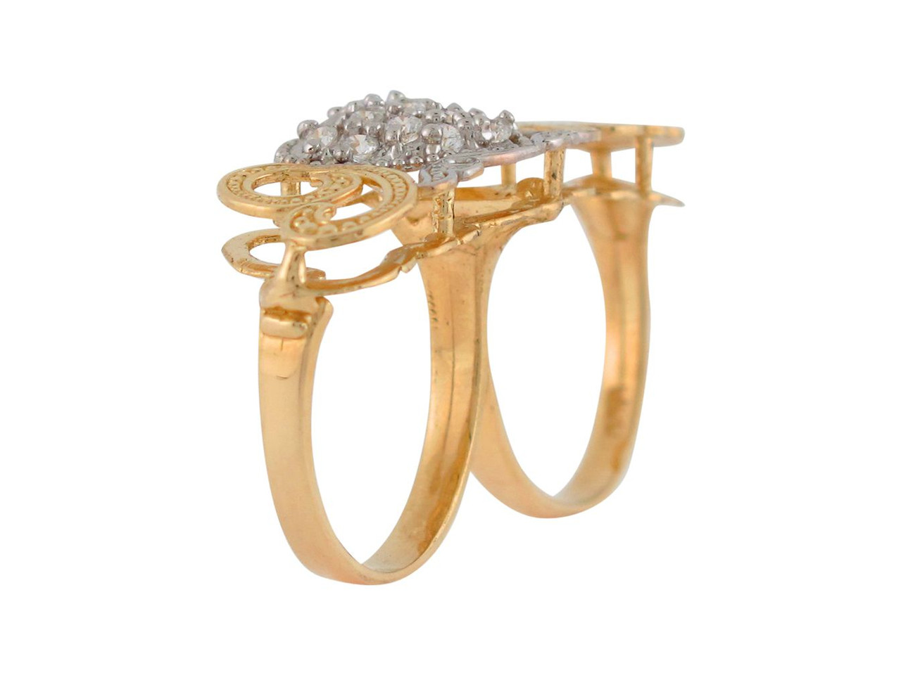 ♡Y♡ Two-Tone Gold Studded Ladies Fine I Love You Double Two Finger