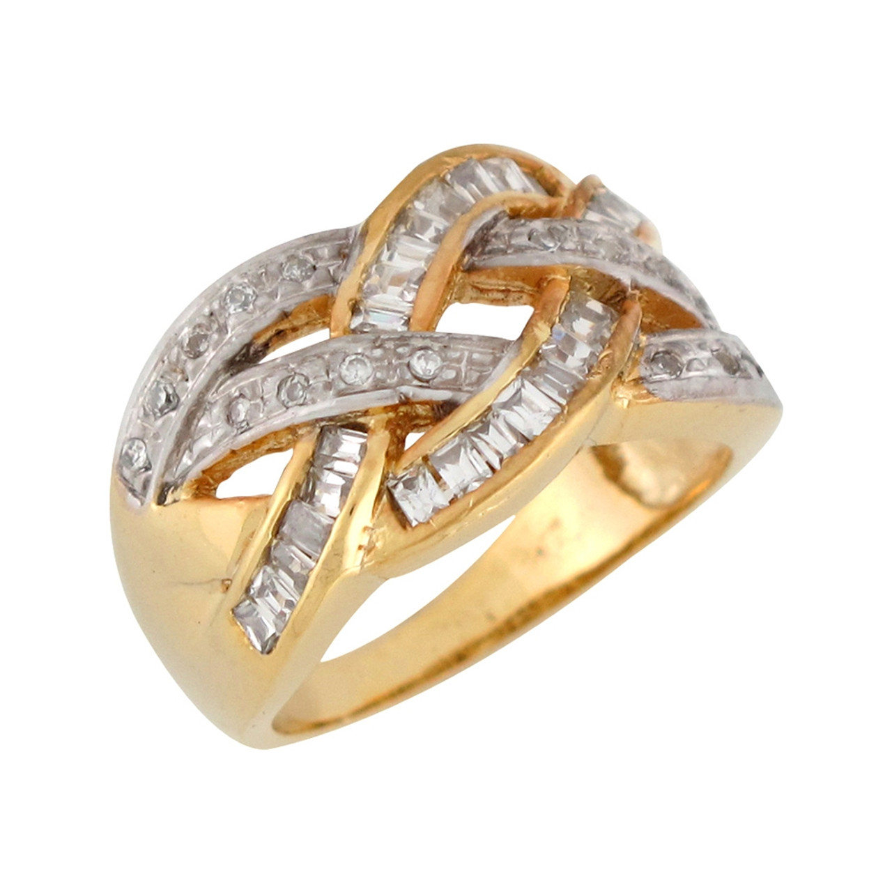 Two-Tone Gold Braided Wide Band Style Ladies Ring (JL# R7604) - Jewelry  Liquidation