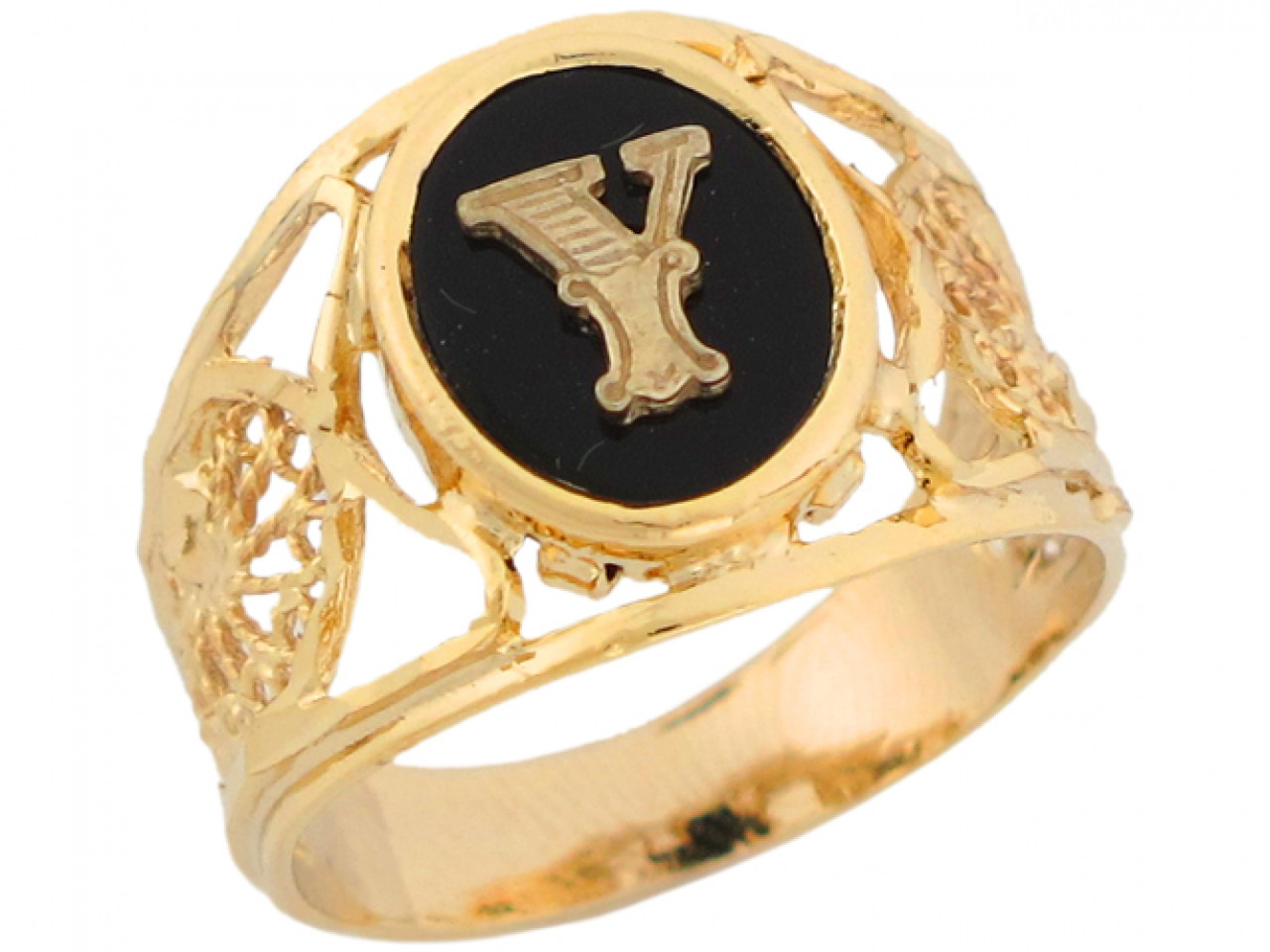 Modern Ladies Filigree Initial Letter Ring (JL# R6016) - Jewelry