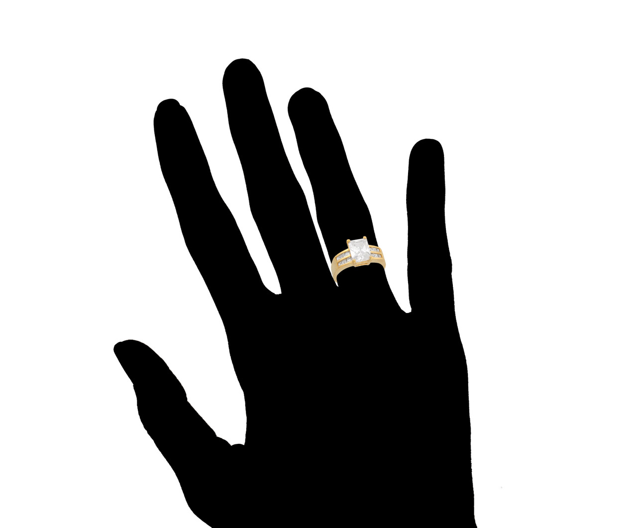 アクセサリー rynf Square 3.81ct CZ Sleek Ladies Engagement Ring (JL# R5965