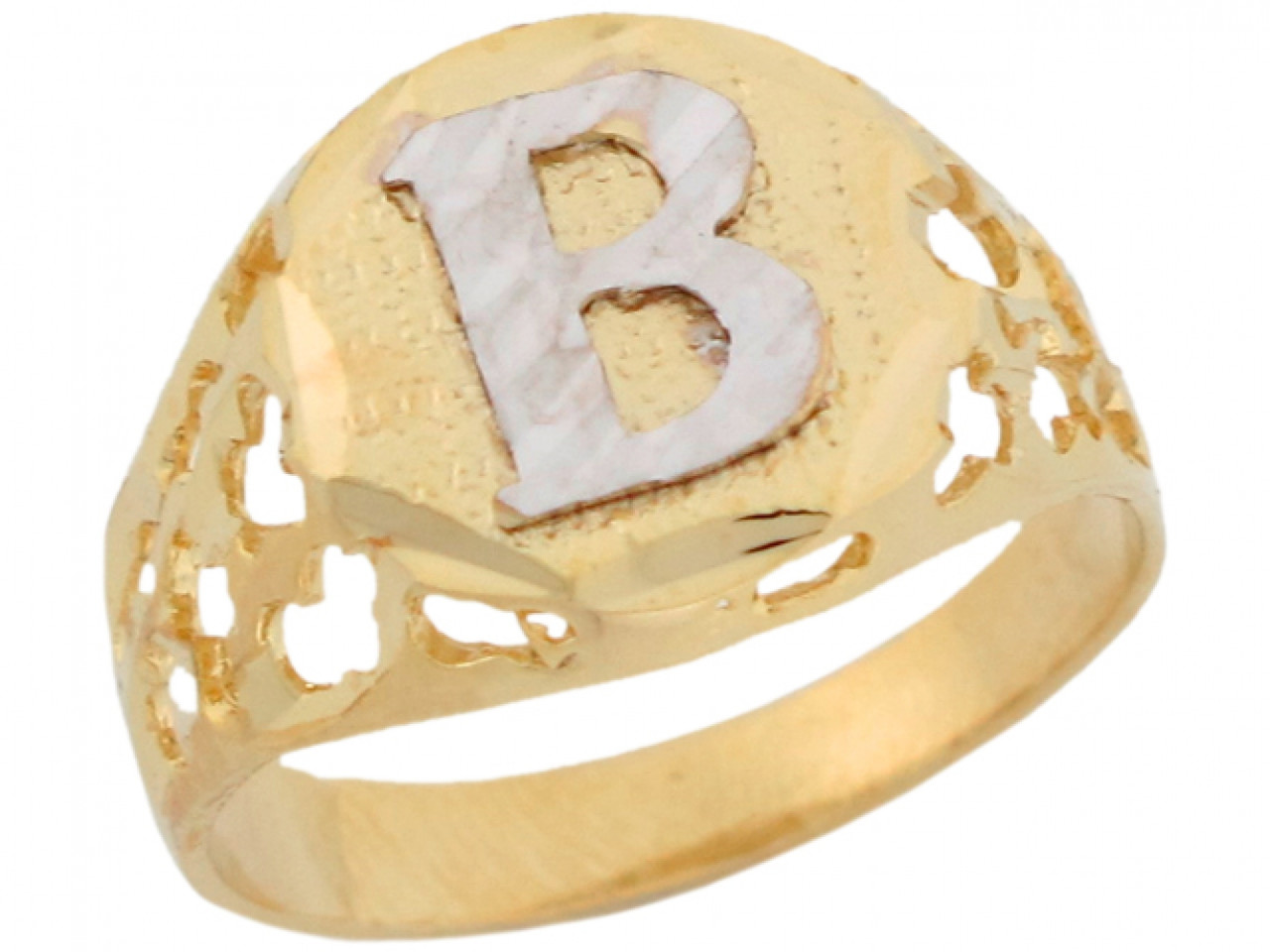 Two Tone Gold Unique Filigree Letter Y Stylish Ladies Initial Ring