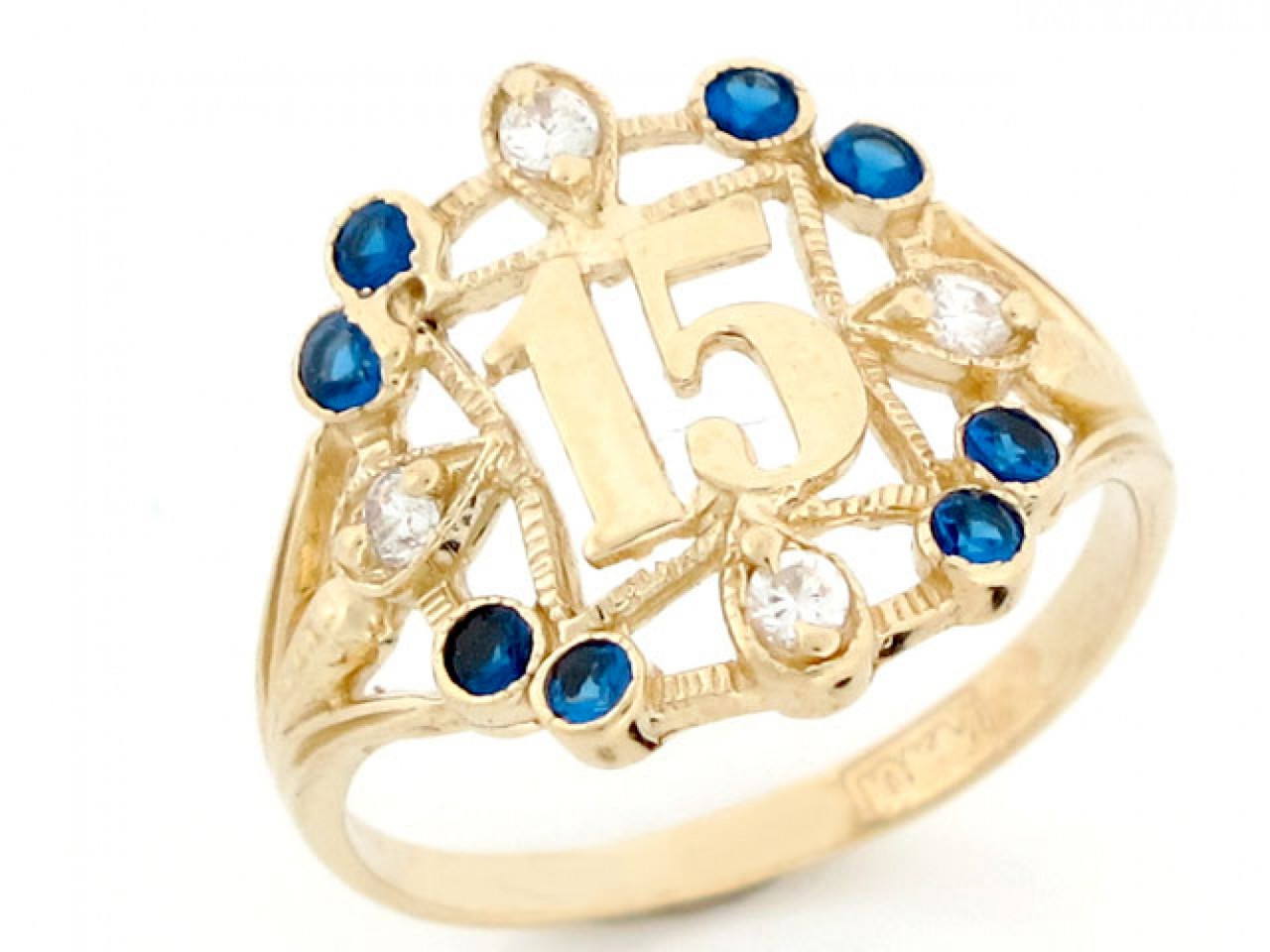 Gold 15 Anos Birthstone Ring (JL# R2505) - Jewelry Liquidation