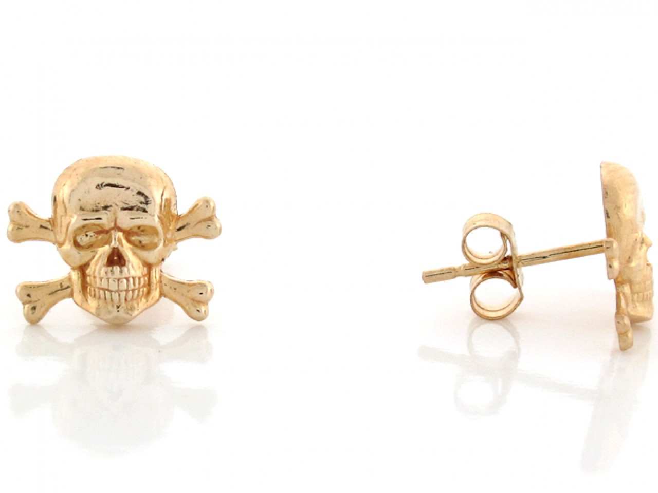 1.1cm Skull and Crossbones Pin Earrings (JL# E3453) - Jewelry