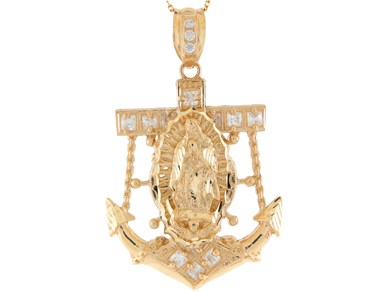 Accented Mariners Cross Virgin Mary Anchor Pendant (JL# P11276