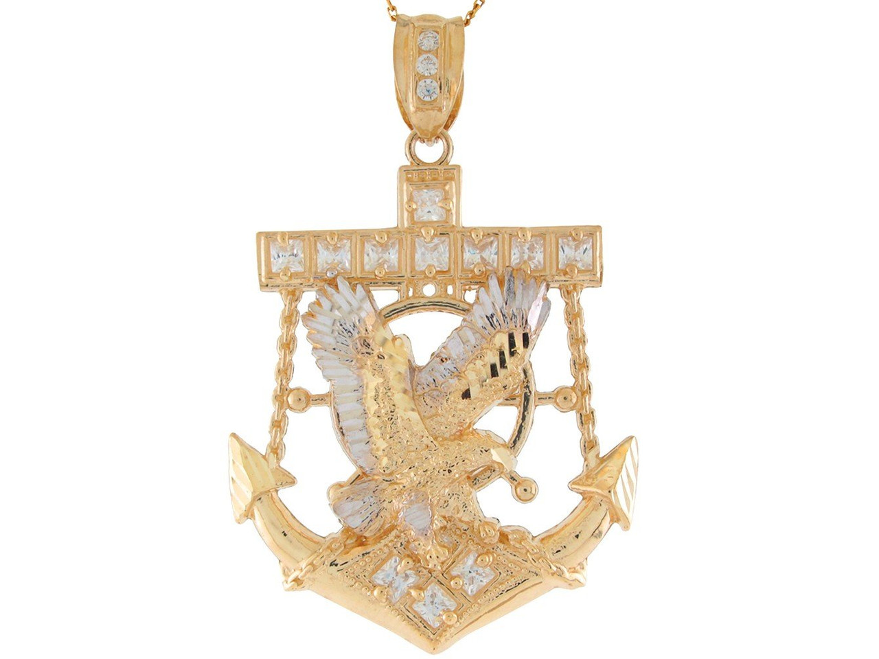 Accented Patriotic Eagle Mariners Cross Anchor Pendant (JL# P11277