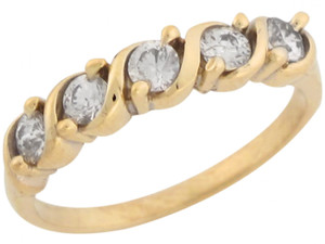Gold Five Stone Petite Round Sparkling Ladies Band Ring (JL# R6762) Gold Five Stone Petite Round Sparkling Ladies Band Ring (JL# R6762)