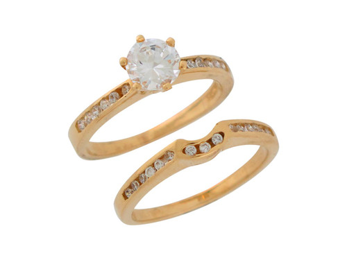 Channel Set Ladies Engagement and Wedding Duo Rings (JL# D9210