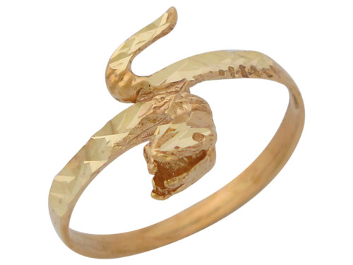 Impressive Diamond Cut Open Mouth Snake Bypass Ring (JL# R10413)