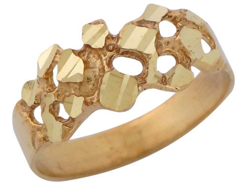 Diamond Cut Gold Nugget Style Unisex Wide Band Ring (JL# R10402)