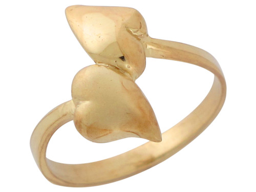 High Polish Cute Stylish Two Hearts Bypass Ladies Ring (JL# R10376)
