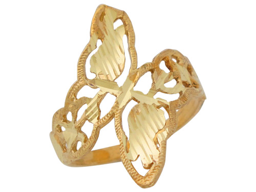 Ladies Must Have Diamond Cut Bypass Nature Leaf Design Ring (JL# R10297)
