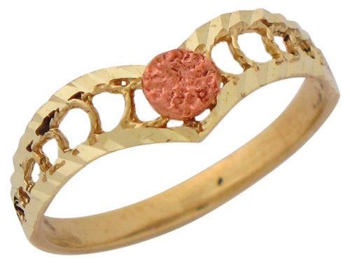 Two-Tone Ladies Petite Split Band Filigree Ring (JL# R10248)