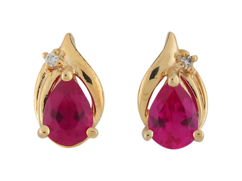 Simulated Pear Cut Amethyst White CZ Ladies Teardrop Earrings (JL# E9385)