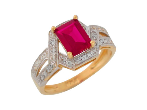 Two Tone Gold White CZ Ladies Modern Design Ring (JL# R9362)