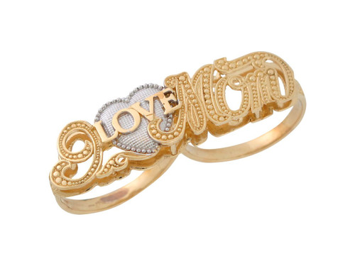 Double Heart Love Ring In Solid 14k Yellow Gold – Gems Of Zodiac