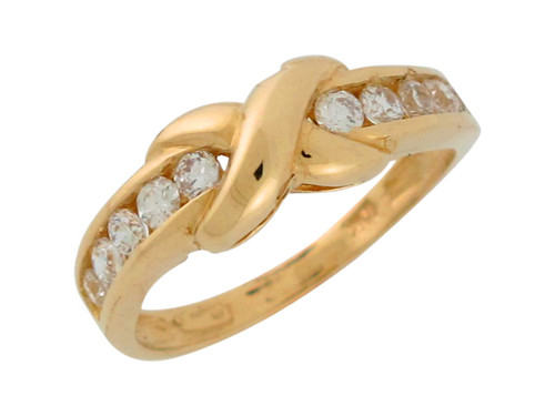 Channel Set Ladies Criss Cross X Design Wedding Band (JL# R9004)