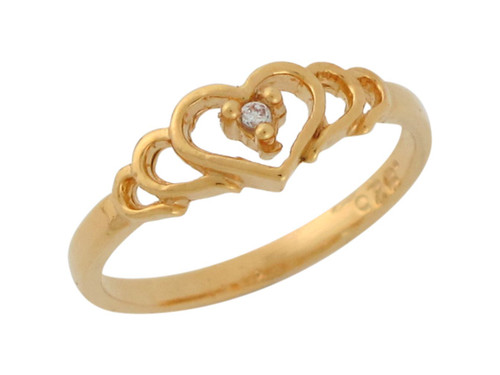 Genuine Diamond Accented Ladies Cute Multiple Heart Themed Ring