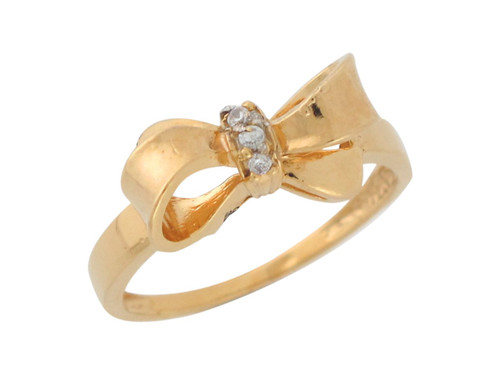 Fine Genuine Natural Diamond Accented Ladies Cute Ribbon Ring (JL# R8958)