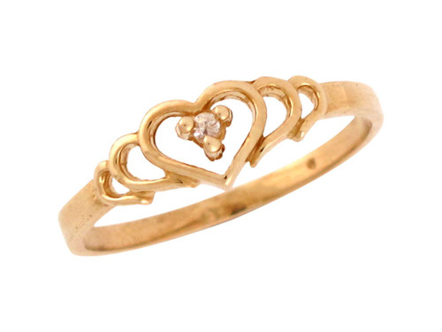 Genuine Diamond Accented Ladies Cute Multiple Heart Themed Ring