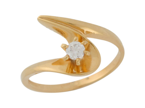 Modern Ladies Contemporary Curved Solitaire Ring (JL# R8856)