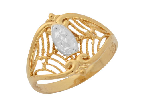 Two Tone Gold Lady Guadalupe Virgin Mary Filigree Ladies Religious Ring (JL# R8648)