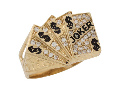 Poker Joker Cards Nugget Style Split Band Mens Ring (JL# R8631)