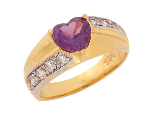 Two Tone Gold White CZ Ladies Sweetheart Ring (JL# R8605)