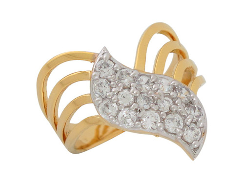 Two Tone Gold Abstract Cluster Modern Waves Ladies Ring (JL# R8567)